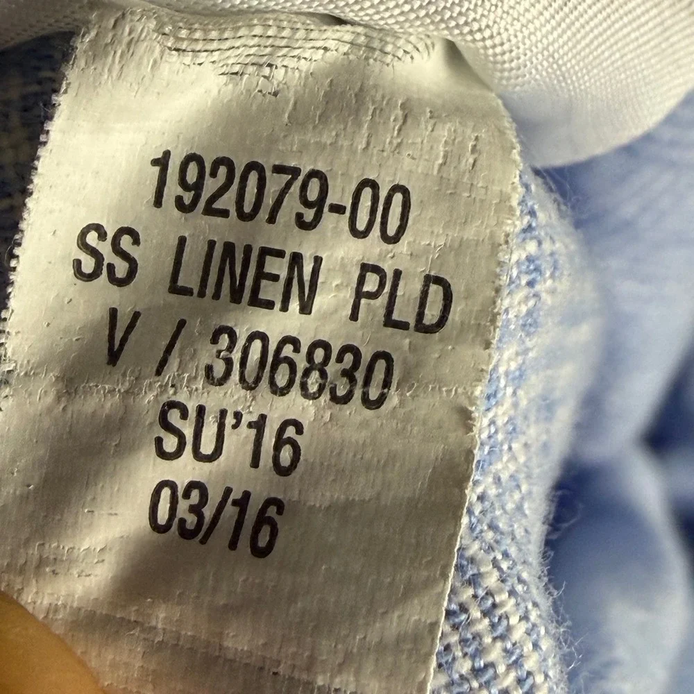 Banana Republic Linen/Cotton Button Up Shirt Mens M Blue Slim Fit Short Sleeve